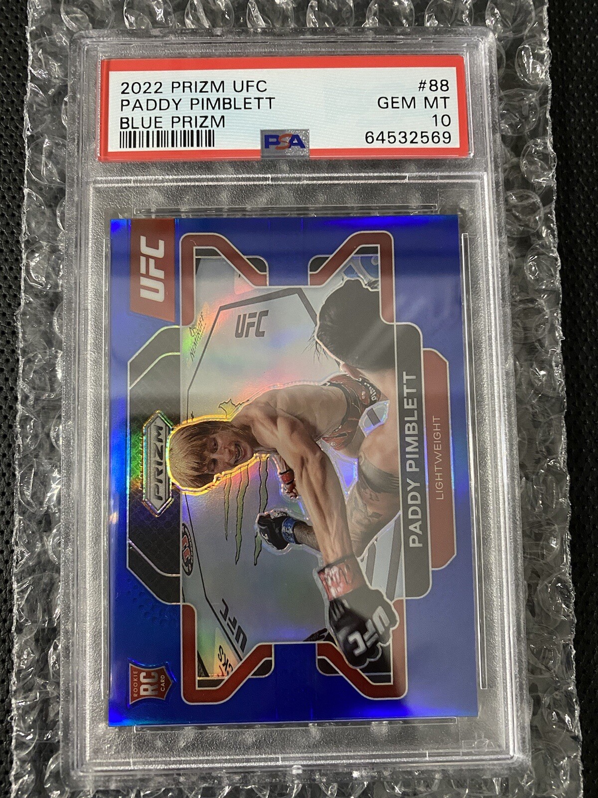 2022 PANINI PRIZM UFC PADDY PIMBLETT BLUE ROOKIE PRIZM 49/199 PSA 10 GM MT!!
