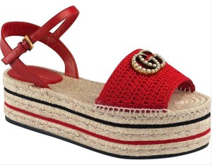 red platform espadrille sandals