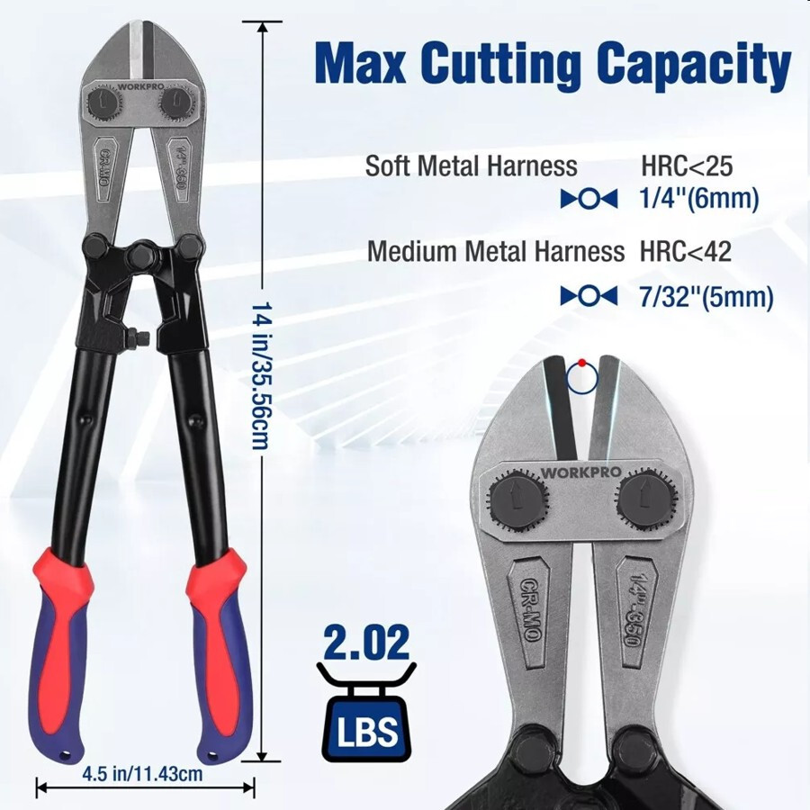WORKPRO 14-inch Bolt Cutter Cutting Pliers w/Soft Rubber Grip Bi-Material Handle