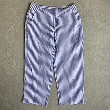 Vineyard Vines Catamaran Linen Pants Women 4 Blue White Blue White Casual Preppy