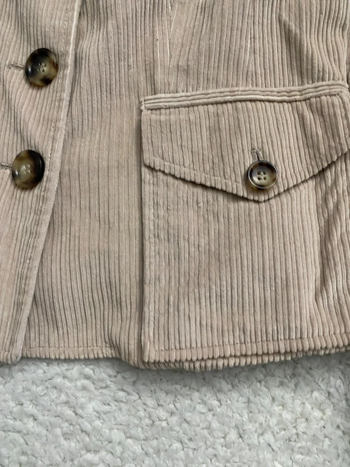 Blazer Ann Taylor Mujer Manga Larga Pana con Bolsillos Marrón Claro Talla 4 Foto 3 de 4