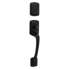 Kwikset Prague Matte Black Single Cylinder Entry Door Handleset with Round Pismo