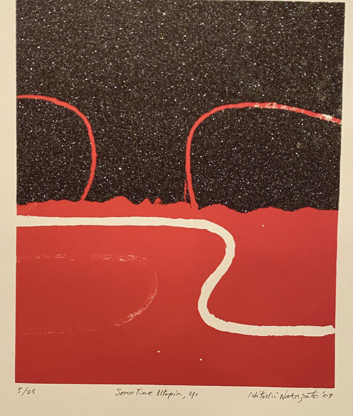 HITOSHI NAKAZATO 1936-2010 JAPAN MIXED MEDIA MODERNIST ABSTRACT 2007 PRINT 5/25