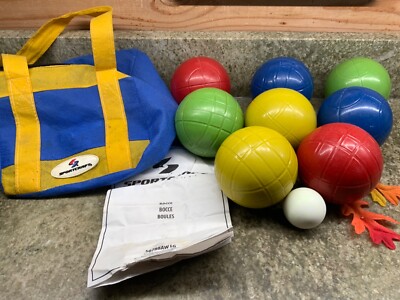 Vintage Sportcraft Bocce Ball Set,  8 Balls + Jack + Instructions  + Carry Bag