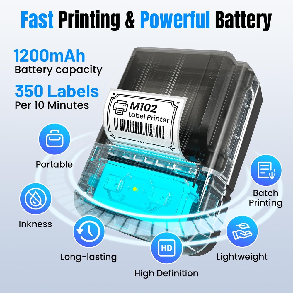 Itari M102 Bluetooth Label Maker with Barcode Printer and Tapes  