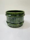 Rare Green Colorway McCoy USA Ceramic Pottery White Planter Bamboo Pattern #3001