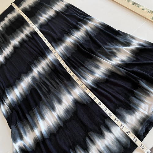 A.N.A. Women's Size 1X Maxi Skirt Black & White Tie Dye Side Slit Elastic Waist - Picture 5 of 5