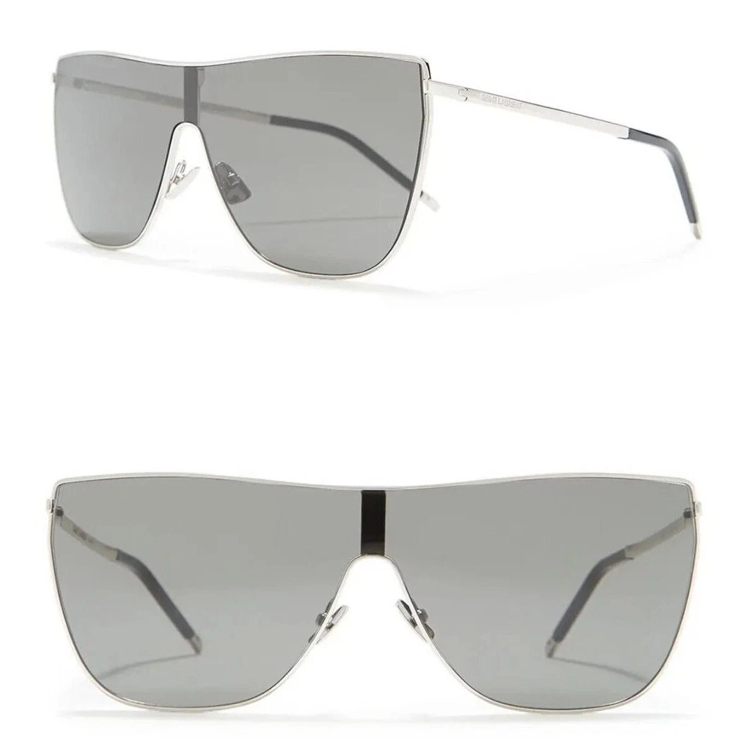 Saint Laurent SL1 MASK 002 99mm Shield Sunglasses Silver Grey