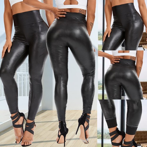 Women Fleece Lined High Waist Leopard 
