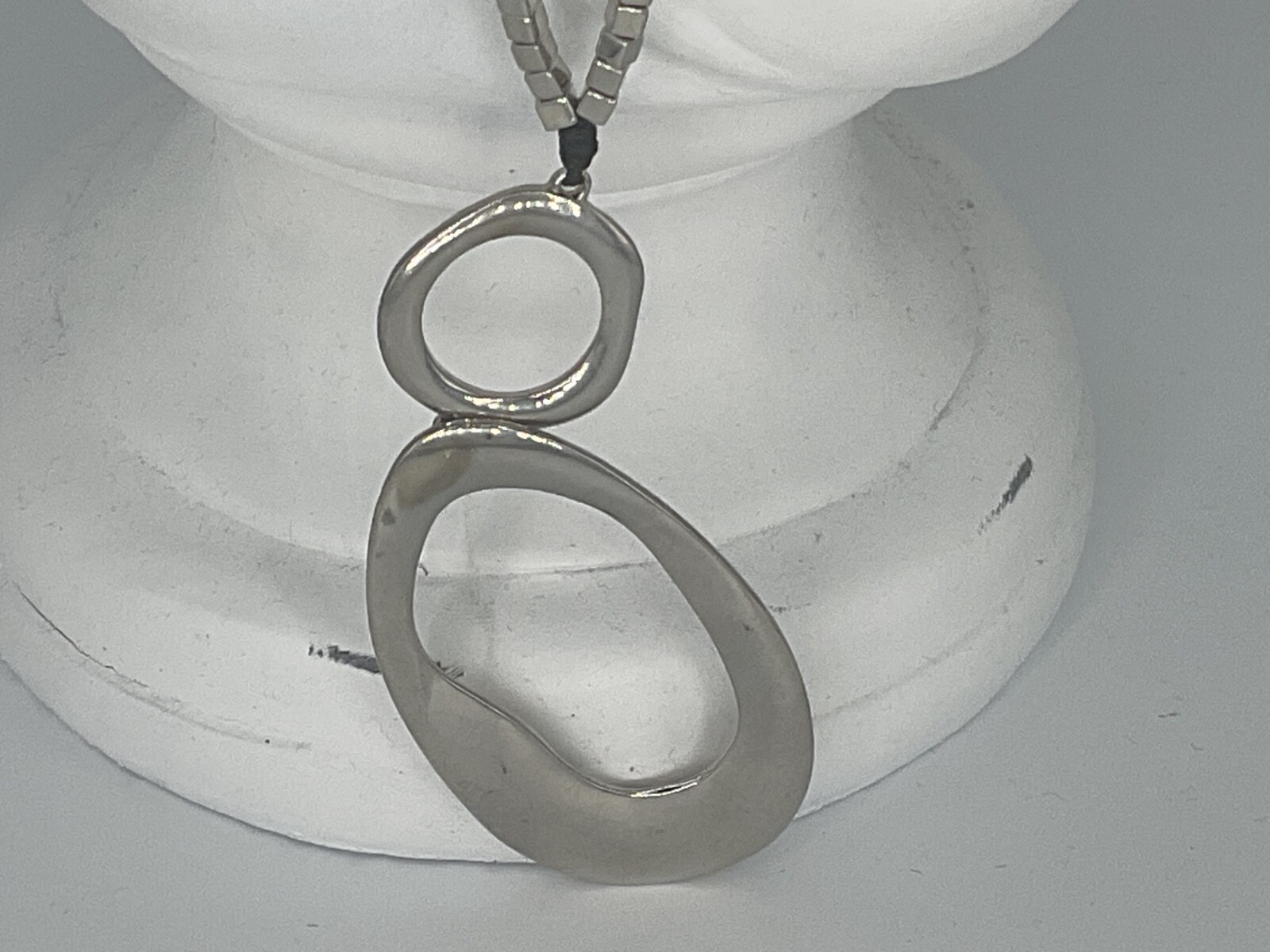 Vintage C1946 Geometric Statement Silver Necklace - image 3