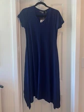 ATTITUDES by RENEE PET Como Jersey Illusion Waist Midi Dress NAVY sz SMALL P