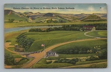 Chateau de Mores at Medora North Dakota Badlands Birdseye Aeria Vintage Postcard