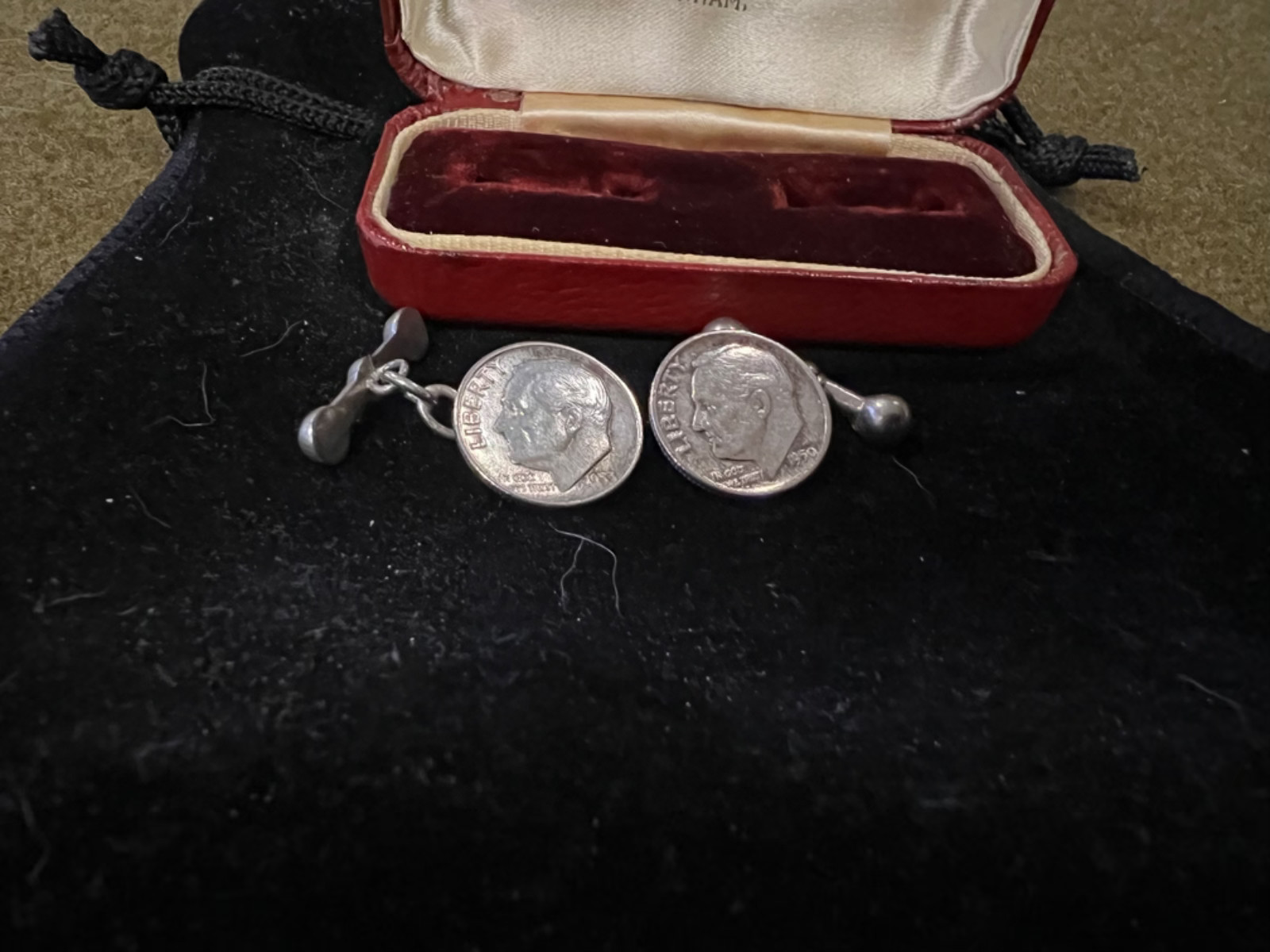 Sterling Silver Cufflinks using Silver American D… - image 1