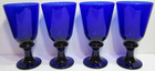 Vintage Libbey Glass Goblets Cobalt Blue 3 3/4" Flared Rim 7" Tall SET OF 4