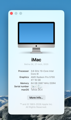 NEW Apple iMac 27 Inch 5K 2020 3.6 GHz i9 2TB SSD 64GB RAM AMD