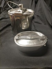 ANTICO SET DUE PEZZI PIETANZIERE BARACCHINI GAVETTE IN ACCIAIO INOX ANNI 70 