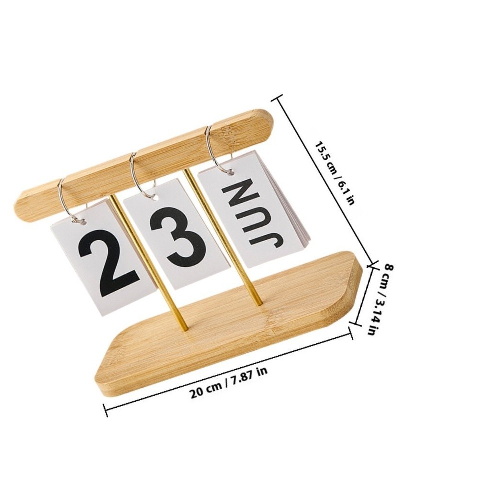 Wooden Countdown Desk Calendar Reusable Light Brown Block Decor for ...