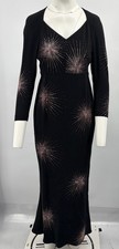 Stella McCartney ALTRD Black Rhinestone Embellished V-Neck Long Sleeve Gown sz M