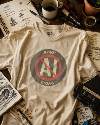 Stop AI Using T-Shirt | Anti AI Symbol, Protest Graphic