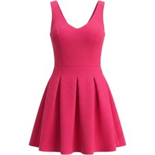 GUESS Hot Pink Textured Fit & Flare Dress Size 14 Sleeveless Full Skirt
