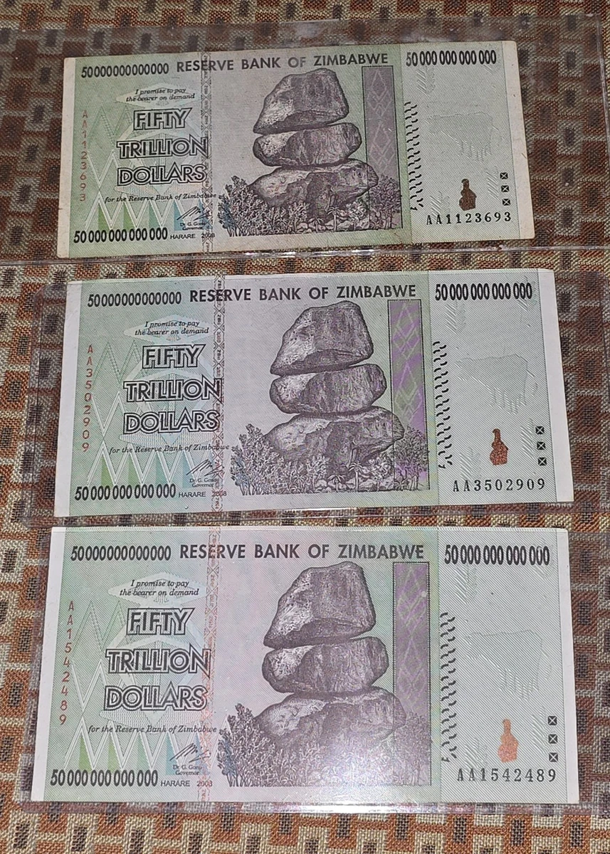 曾流通z$ 50 万亿津巴布韦纸币| eBay
