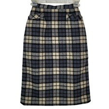 Vintage 50s 60s Wool Plaid Pencil Skirt Hi Waist Lined Winter Mod Preppy Classic