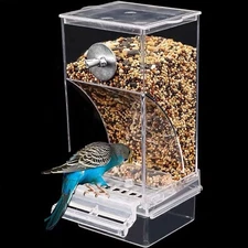 Smart Bird Feeder No Mess Clear Acrylic Auto Seed Feeder Parakeet Clean Cage US*