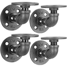 Industrial Pipe Shelf Brackets, 2 Inch, 4 Pack   Wall Mounted Double Flange F...