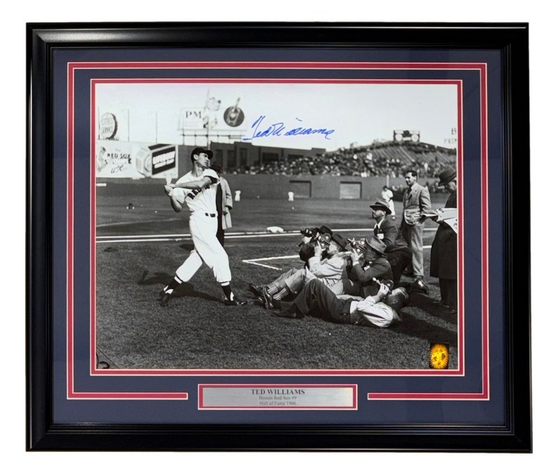 Ted Williams Signed Framed 16x20 Boston Red Sox Pose Photo PSA/DNA LOA