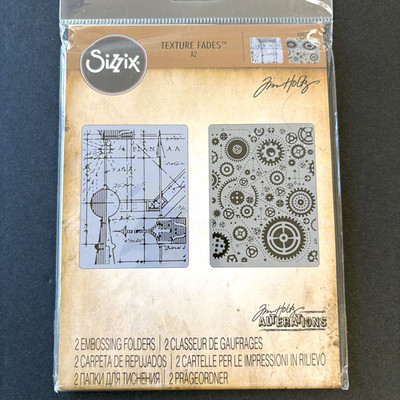 Holtz Blueprint & Gears Set of 2 New Embossing Folders Texture Fades 658580