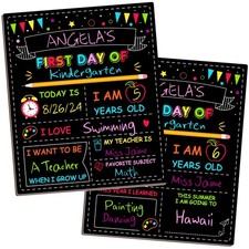 Double-Sided First Day of School Sign Board 12x10 Inch Reusable Chalkboard