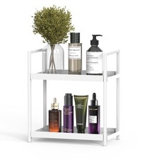 Bathroom Organizer Countertop, 2 Tier Counter Storage Shelf for Makeup Perfum...