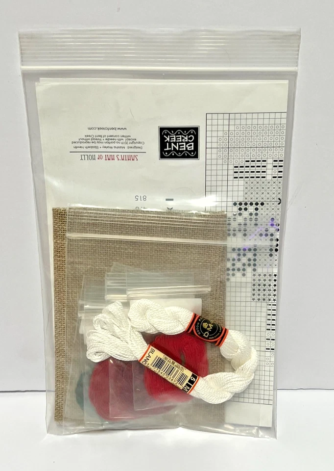 Bent Creek Navidad Papá Noel Sombrero Holly Ho Menta Punto de Cruz Patrón Kit Foto 2 de 3