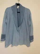 CJ Banks Women’s Size 1X Cardigan Sweater Blue Knit