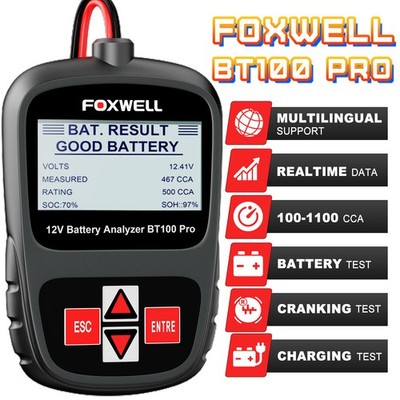 FOXWELL BT100 PRO Auto Battery Load Tester 100-1100CCA Cranking Charging Test