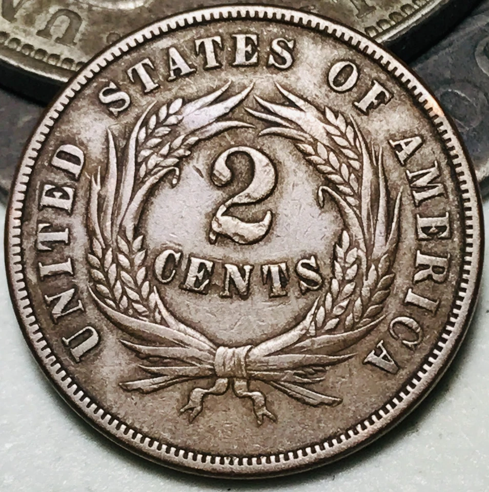 1869 Two Cent Piece 2C Ungraded Choice US Copper Coin CC27647 - Image 2 of 4