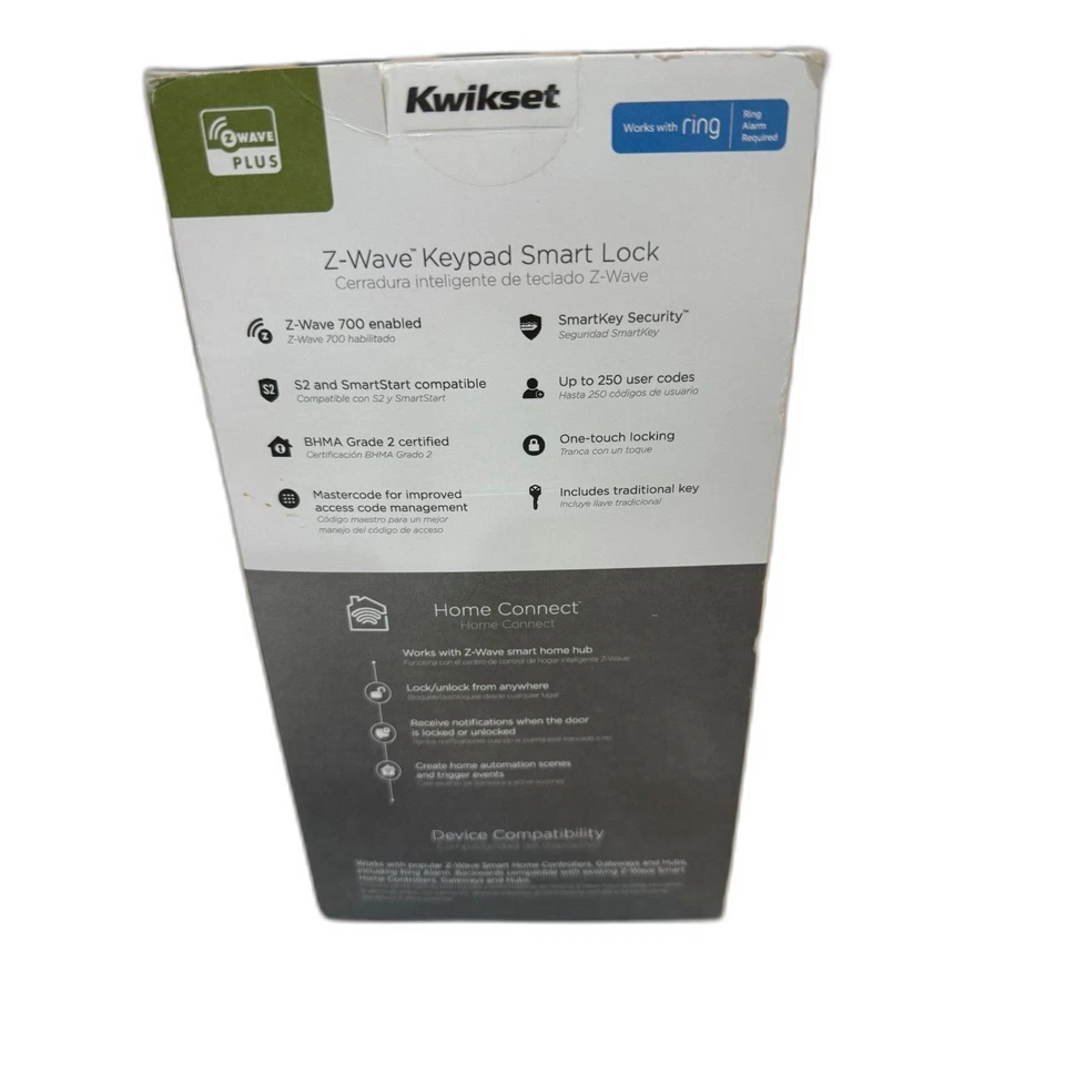 Kwikset Home Connect 620 Z-Wave Plus Smart Lock – Satin Nickel – NEW / SEALED - Image 2 of 4