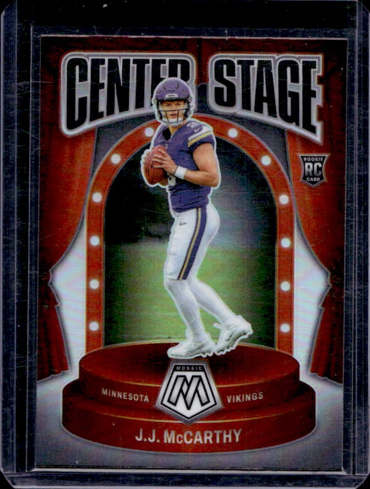 2024 Mosaic J.J. McCarthy Center Stage RC Silver Rookie #9 Vikings