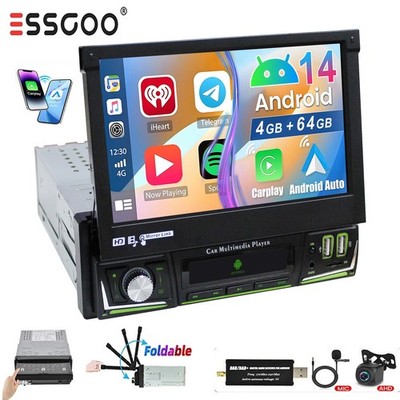 4+64GB DAB+ Android 14 1 DIN 7'' Autoradio Carplay GPS NAVI WIFI BT RDS FM + KAM