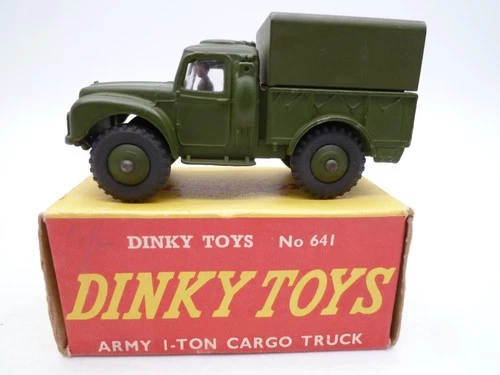 VINTAGE DINKY TOYS 641 ARMY ONE TON CARGO TRUCK IN ORIGINAL BOX 1961