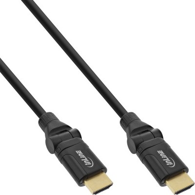 InLine  HDMI  High Speed Kabel mit Ethernet, Winkelstecker, schwarz, 2 m
