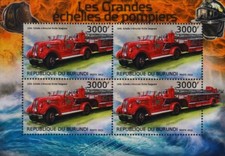 1946 BICKLE SEAGRAVE Lachine (Quebec) Fire Engine & Ladder Vehicle Stamp Sheet 