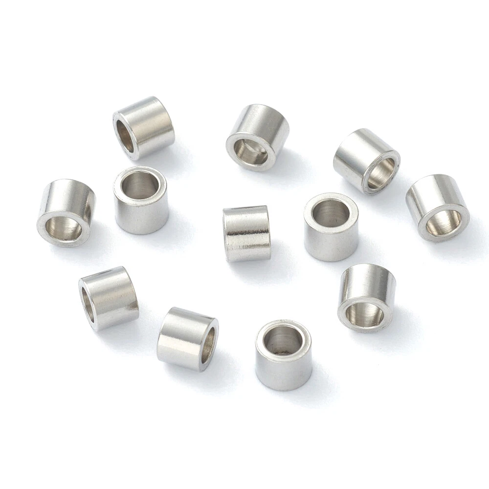 500pcs 5mm 304 Stainless Steel Tube Spacer Beads Tiny Loose Metal