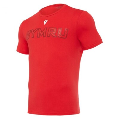 Macron Wales Rugby WRU 20 Travel Leisure T-shirt Mens Adults Top Size Small