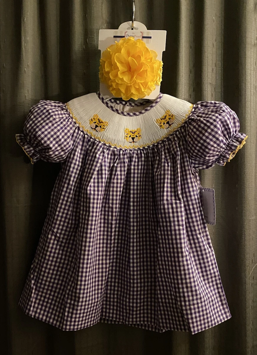 Smocked lsu cheap baby clothes