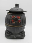 VINTAGE MCCOY POTTERY HEAVY BLACK POT BELLY STOVE WITH FLAME COOKIE JAR!