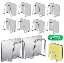 8× Adhesive Sponge Holder Stainless Steel Sink Caddy for Kitchen Accessories USA