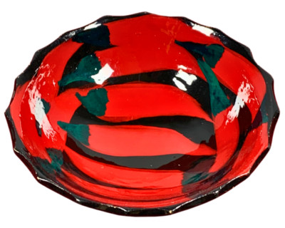 RED CHILI BOWL SIGNED SALSA BOWL DIP BOWL MID CENTURY MODERN BEAUTIFUL!