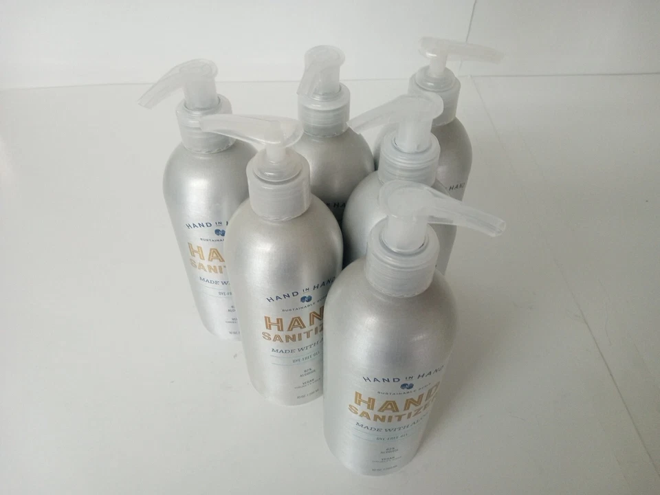 Pack of 6 NEW 10 oz Hand in Hand, Hand Santizer W/ Aloe & Dye Free Gel Vegan - Image 4 of 4
