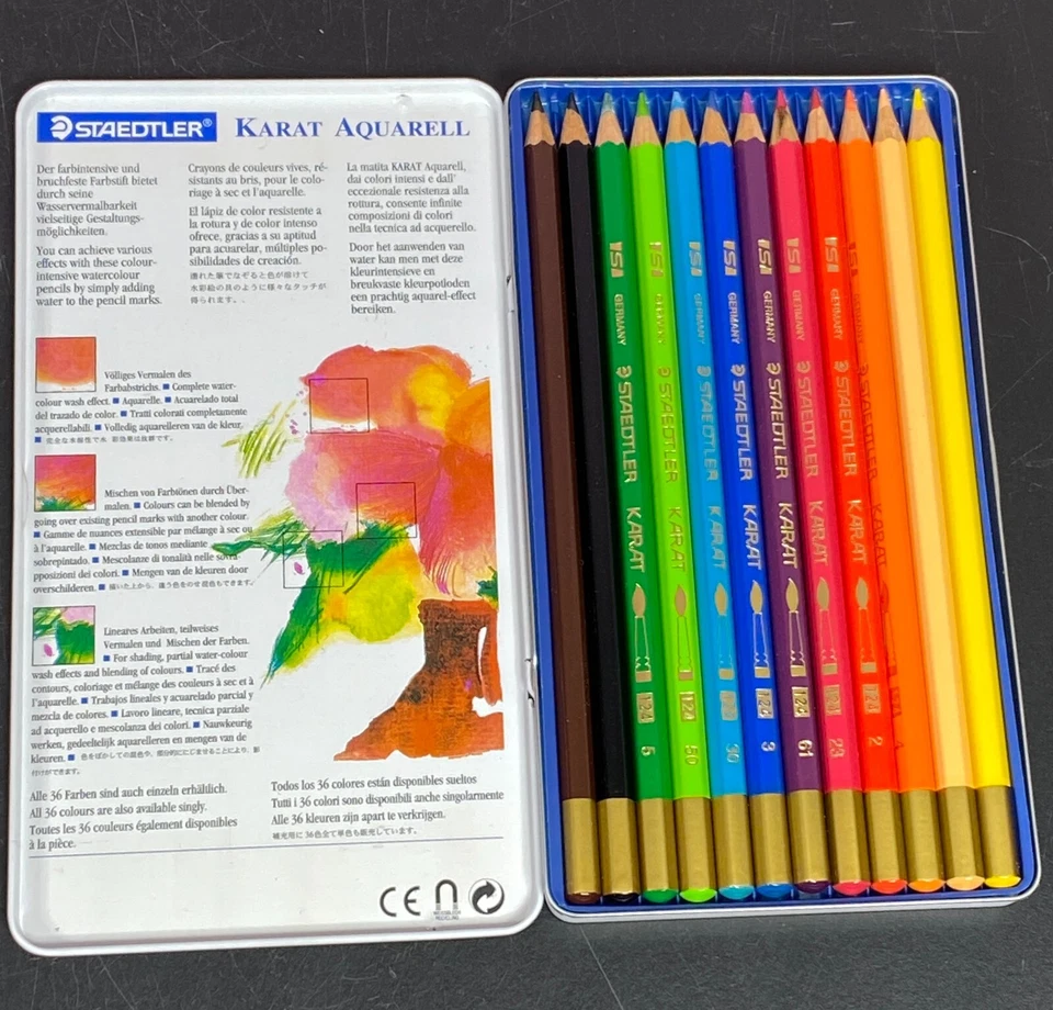 Staedtler Watercolor Pencils #124 Karat Aquarell Germany 12 in set Vintage - Image 3 of 4